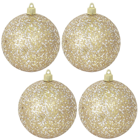 [4 Pack] 4 3/4" (120mm) Glitter/Glitz Finish Commercial Grade Shatterproof Ball Ornaments