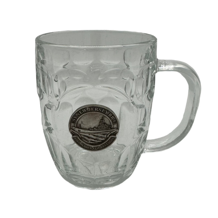 Battleship BB-62 Pewter Glass Dimpled Beer Mug