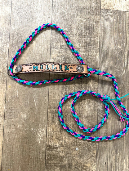 Personalized COW  halter small mini cow or large cow - Tiffanys Braided Tack LLC