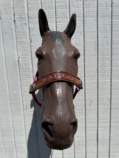 PERSONALIZED   nylon horse halter fuchsia.