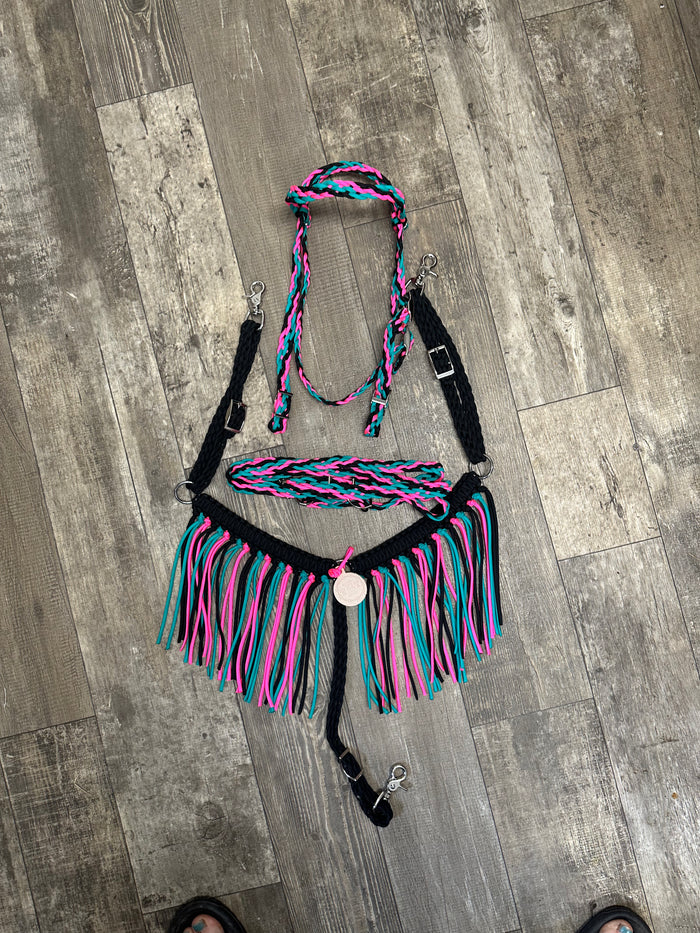 Pony Set- Black, hot pink, and green turquoise