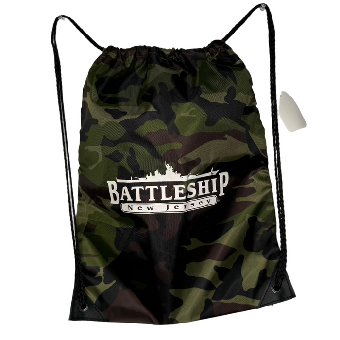 Battleship NJ Camo Logo Drawstring Backpack