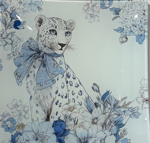 Glass Tray - Blue Leopard