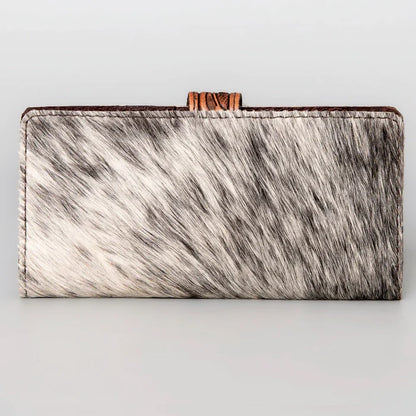 American Darling Hair-on-Hide Buckstitch Floral Tooled Leather Snap Wallet