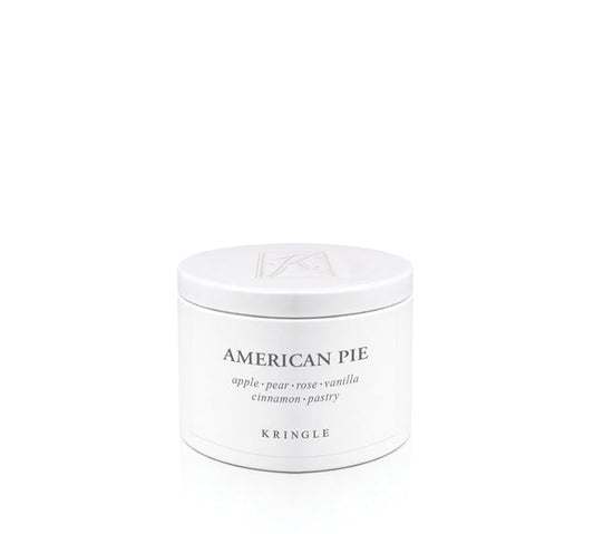 Kringle Candle small tin labeled 'American Pie' on a white background
