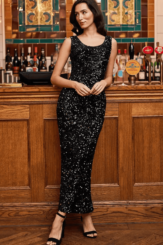 angel-eye-black-velvet-sequin-midi-sleeveless-dress