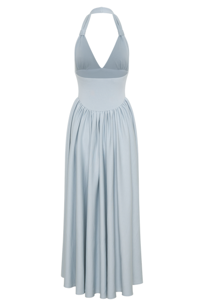 Angelina Scuba Halter Midi Dress - Pale Blue