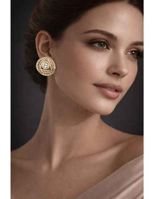 Aurelia Eye Halo Faux Diamond Stud Earrings