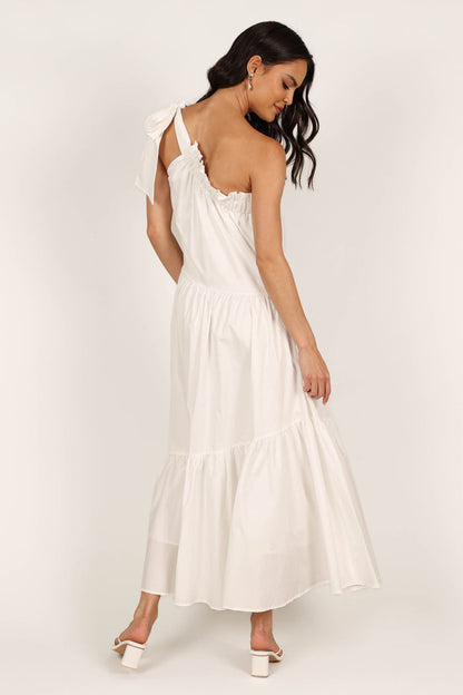 Petal and Pup USA DRESSES Ava One Shoulder Maxi Dress - White