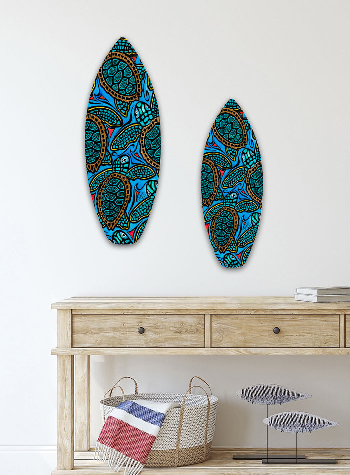 Baby Turtles Surfboard Wall Art