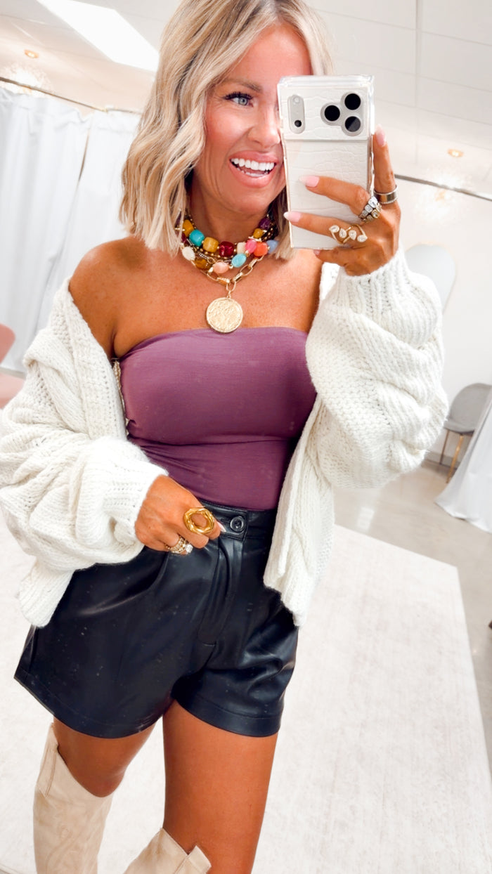 Basic Bandeau Top-Plum