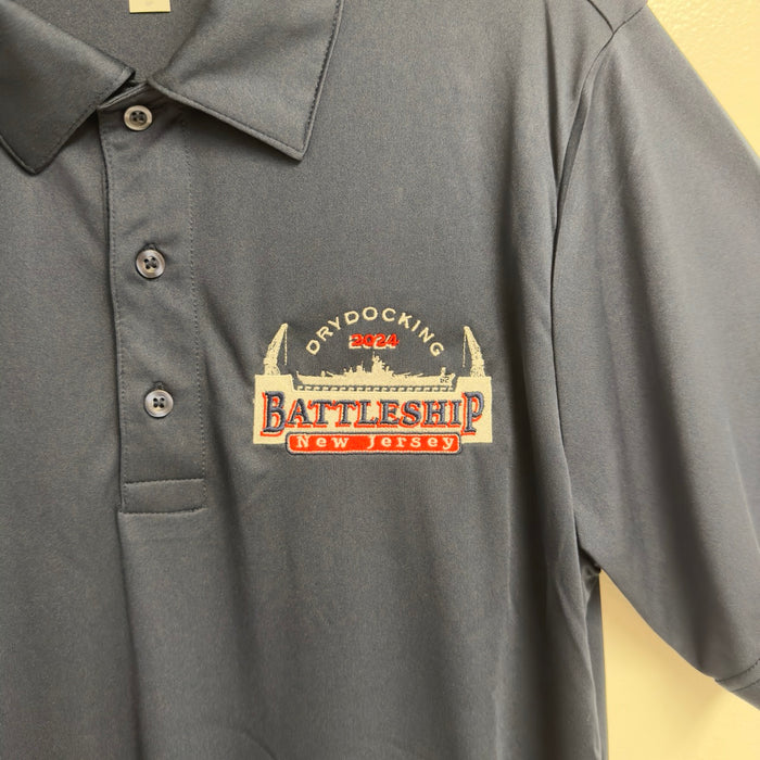 Battleship Dry Dock Logo Men's Zone Performance Long Sleeve Polo
