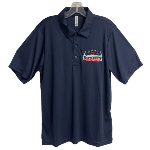 Battleship Dry Dock Logo Men's Zone Performance Short Sleeve Polo