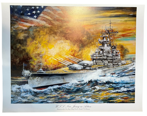 Battleship Kamil Kubik ‚Äì The USS New Jersey In Action Art Painting Poster