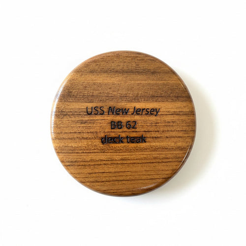 Battleship New Jersey BB-62 Modern Teak Coaster w / C.O.A