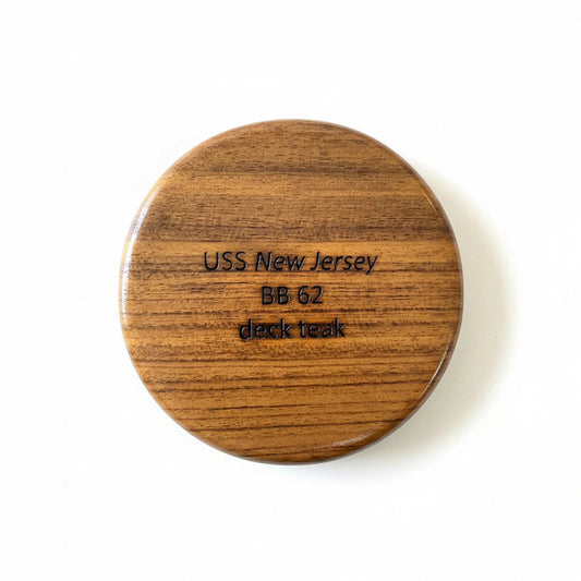 Battleship New Jersey BB-62 Modern Teak Coaster w / C.O.A
