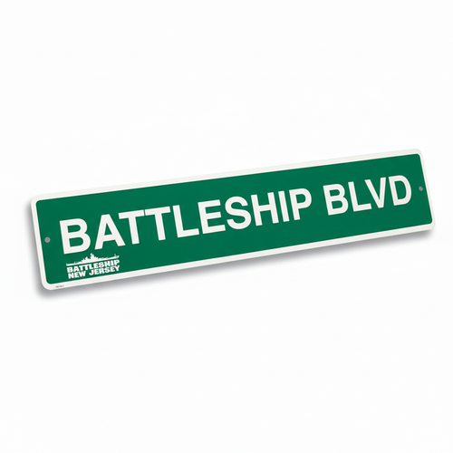 Battleship NJ Blvd. Street Sign
