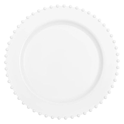 Posh Setting 10 Inch Dinner Plate White Round Plastic Plates (10 Pack) - Beaded