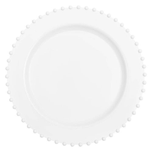 Posh Setting 10 Inch Dinner Plate White Round Plastic Plates (10 Pack) - Beaded