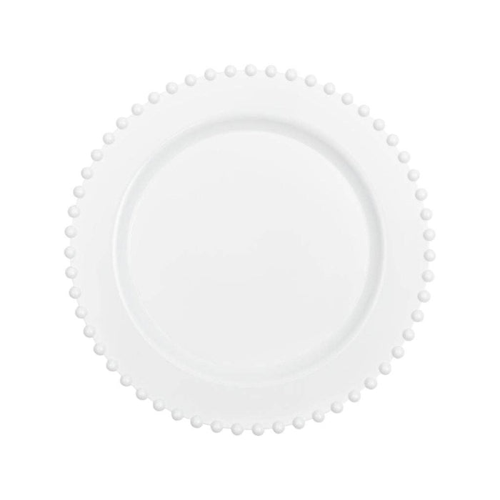 Posh Setting 7 Inch Salad Plate White Round Plastic Plates (10 Pack) - Beaded
