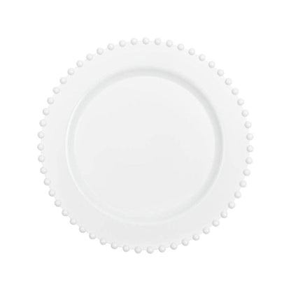Posh Setting 7 Inch Salad Plate White Round Plastic Plates (10 Pack) - Beaded