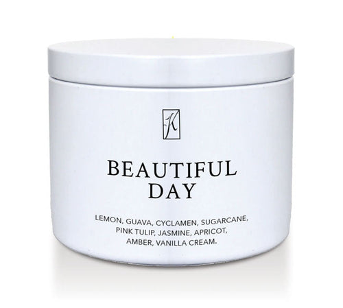 'Beautiful Day' Scented Candle Tin with a Kringle Candle logo on a white background