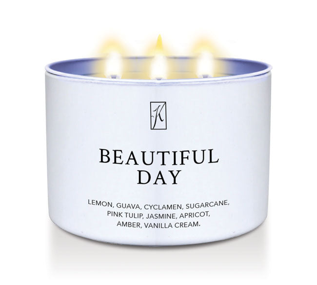 'Beautiful Day' Scented Candle Tin with a Kringle Candle logo on a white background