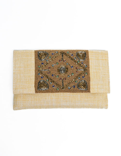 Beige Jute clutch