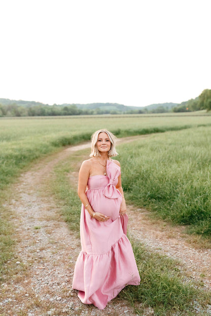 Petal and Pup USA DRESSES Betina Bow Front Maxi Dress - Dusty Rose