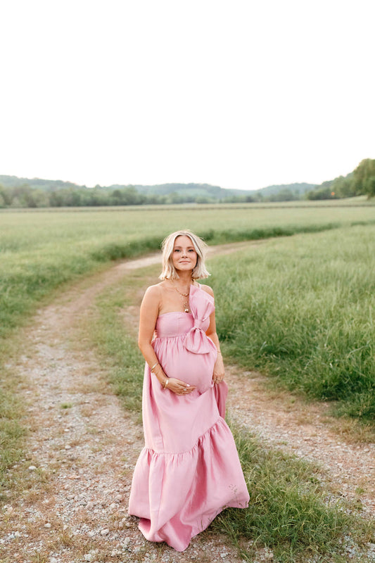 Petal and Pup USA DRESSES Betina Bow Front Maxi Dress - Dusty Rose