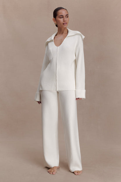 Bianka V Neck Knit Jumper - Off White