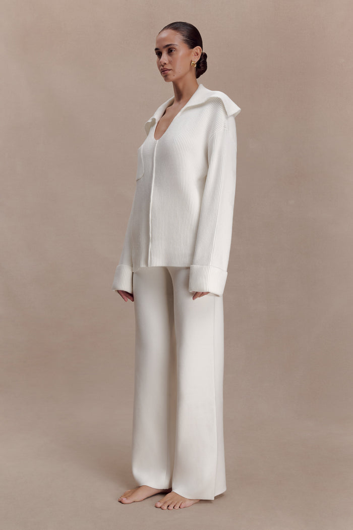 Bianka V Neck Knit Jumper - Off White