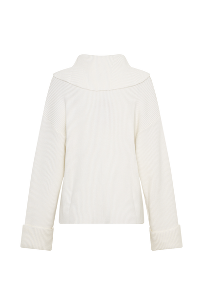 Bianka V Neck Knit Jumper - Off White
