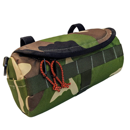 left side of camo handlebar bag