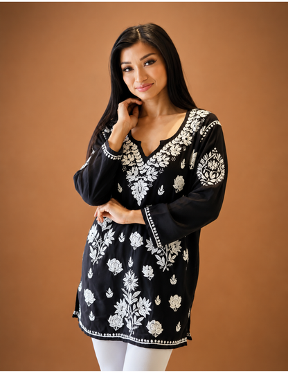 Black Chikankari Short Kurti