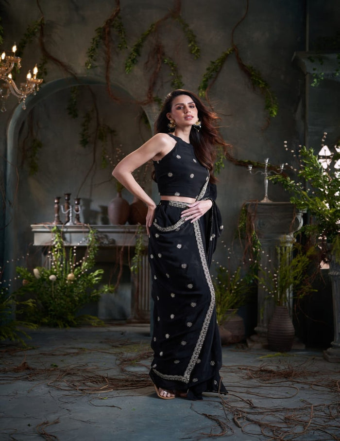 Embroidered pre-draped saree kurti Singapore