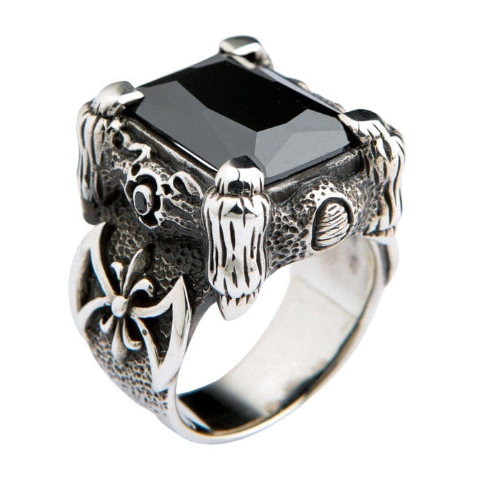 Gothic Black Dragon Claw Ring Sterling Silver