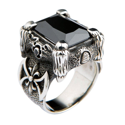 Gothic Black Dragon Claw Ring Sterling Silver