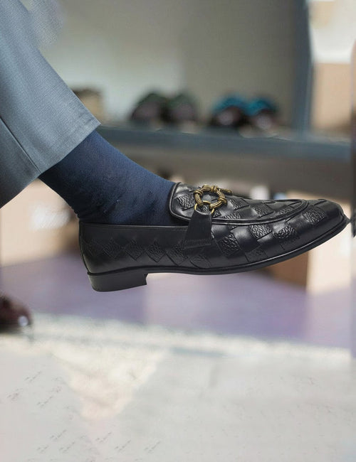 Black Men's Genuine Leather Loafer - Sheet Sole