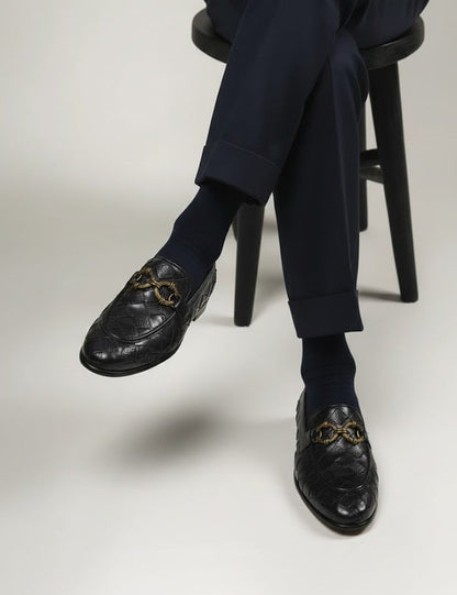 Black Men's Genuine Leather Loafer - Sheet Sole