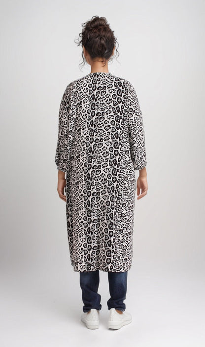 Black & White Leopard Print Longline Cardigan