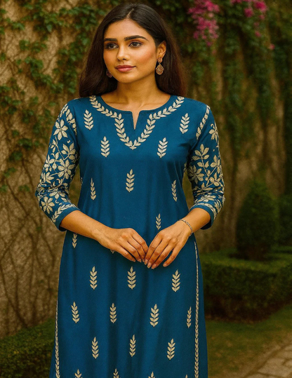 Blue Chikankari Kurti