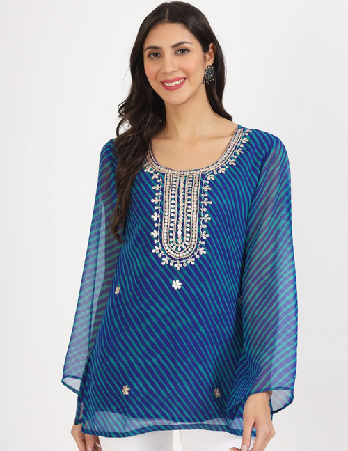 Blue printed kurti online shopping