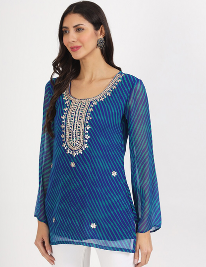 Casual blue printed kurti for women