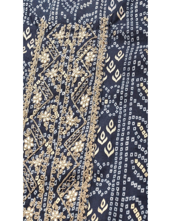 Blue Printed Long Straight Kurti
