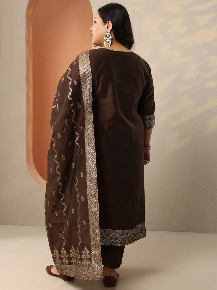 Brown Silk Blend Suit Set