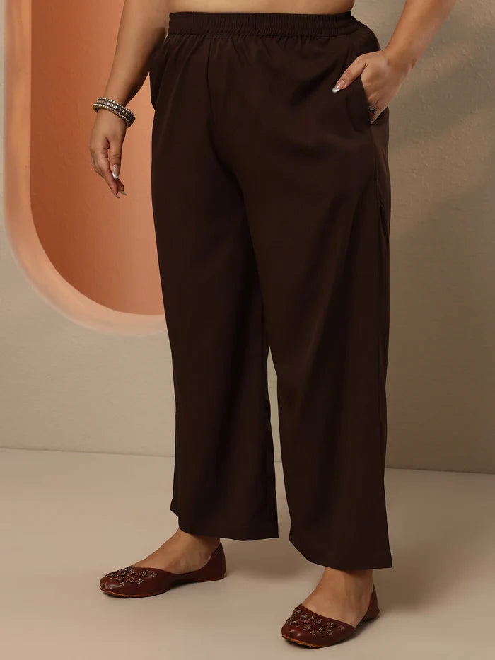 Brown Silk Blend Suit Set