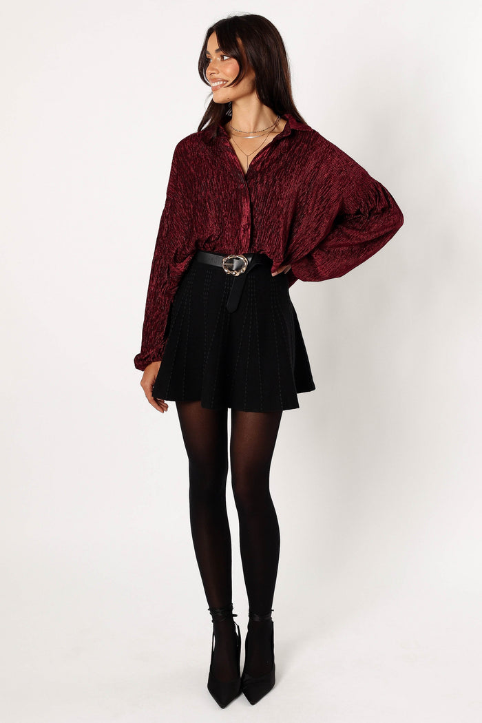 Petal and Pup USA TOPS Cadence Long Sleeve Sequin Top - Burgundy