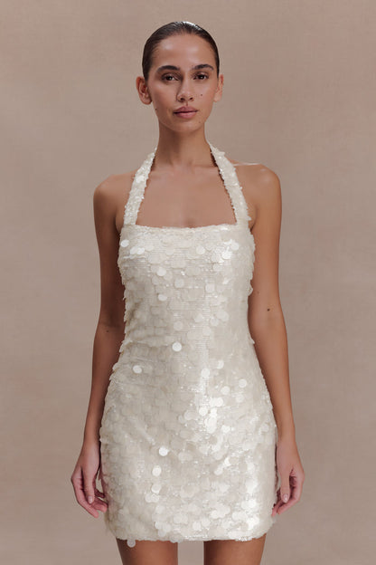 Caralee Sequin Halter Mini Dress - Ivory