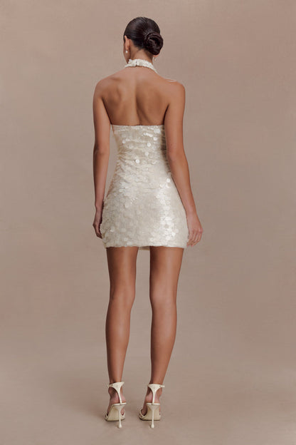 Caralee Sequin Halter Mini Dress - Ivory